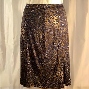 Tory Burch Blue Cheetah Print Skirt Size XS